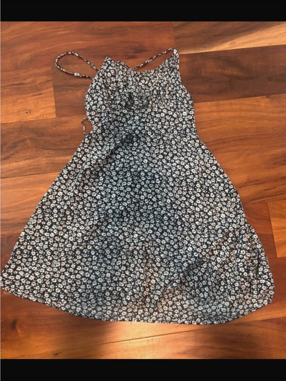 Floral Spaghetti-Strap Sundress in Black and White